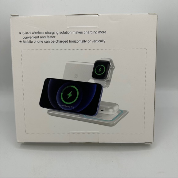 3 in 1 Wireless Charging Station iOS Fast Wireless Charger Stand Black - Picture 7 of 12